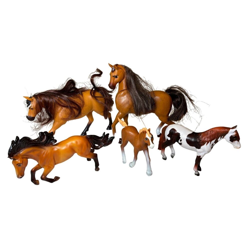 Lot of 5 DreamWorks Spirit Horses Action Figures, 2 Breyer Collectibles